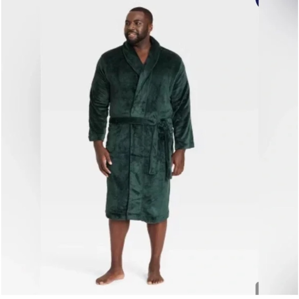 Men's Solid Plush Robe - Goodfellow & Co™ Glade Green -S/M